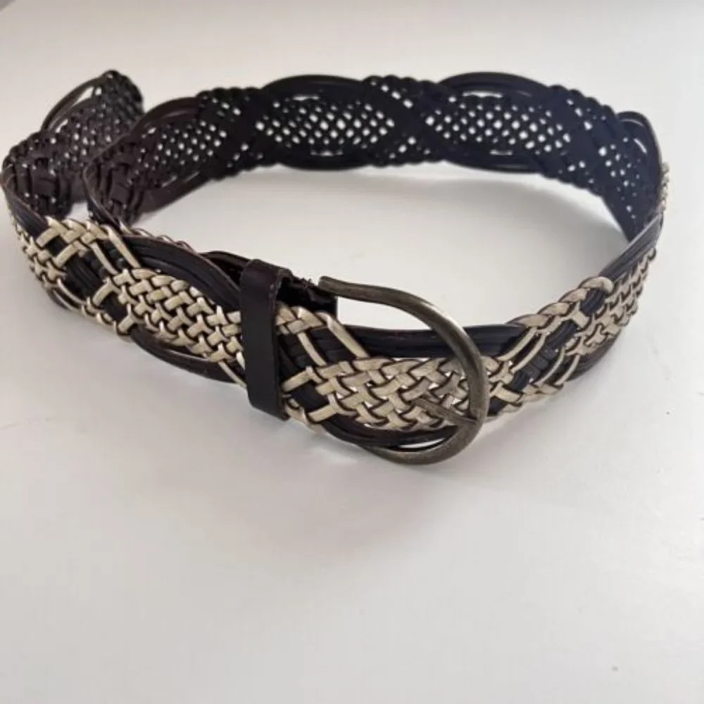 Brown and Gold Woven Belt M
